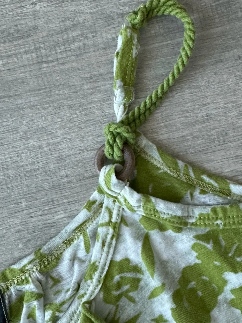 Point Zero Green Floral Tiered Spaghetti Strap Tank Top Vintage - Picture 6 of 7